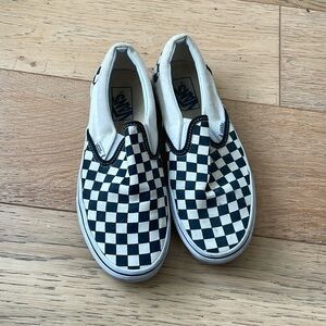 checkerboard vans slip ons